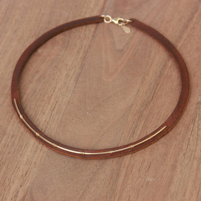 GOLD LEATHER COLLAR
